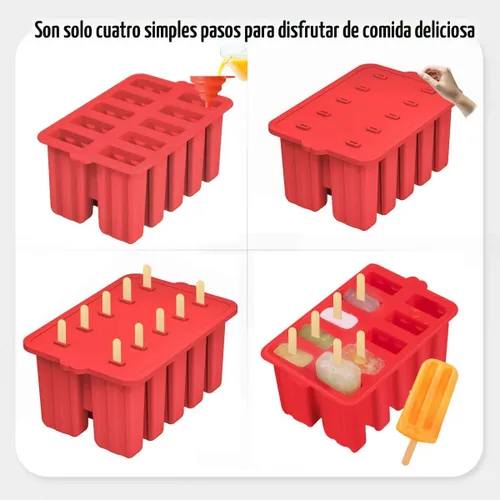 Miniatura 2 de Moldes de silicona para paletas, 10 cavidades, moldes caseros para paletas de hielo, de grado alimenticio, sin BPA, con palitos para hacer paletas