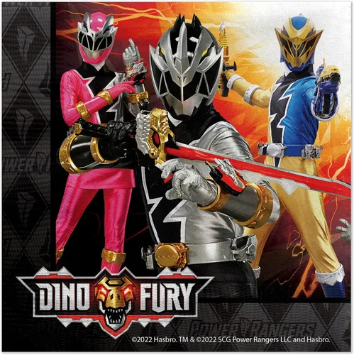 Miniatura 2 de Treasures Gifted Suministros de fiesta con licencia oficial de Power Rangers, paquete de 32 servilletas, decoraciones de cumpleaños de Power