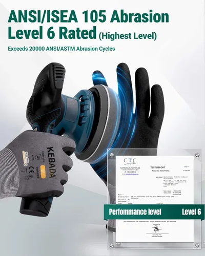 Miniatura 6 de Kebada W2 - Guantes de trabajo unisex, aptos para pantalla táctil, con agarre, elásticos, recubiertos de nitrilo, para jardinería, manejo de Gris