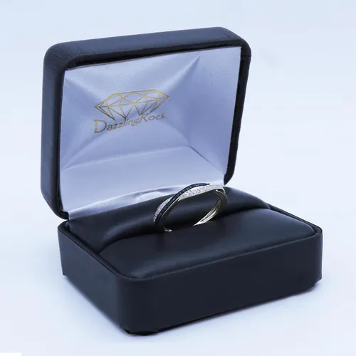 Miniatura 4 de Dazzlingrock Collection Anillo de boda redondo de zafiro azul y diamante blanco para mujer en oro