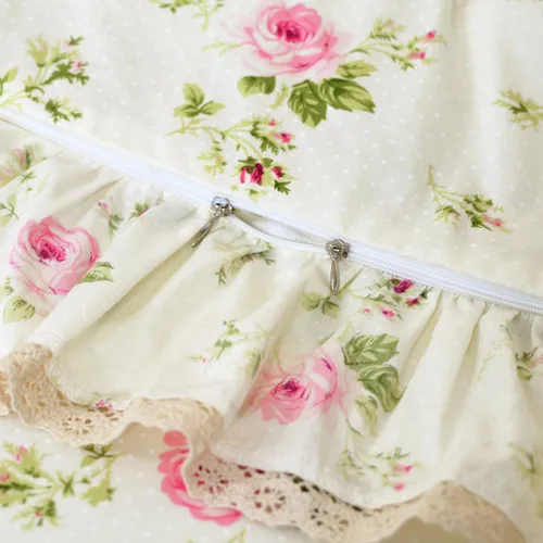 Miniatura 3 de FADFAY Juego de funda de edredón con estampado floral de roseta, juego de ropa de cama de encaje con volantes para niñas, 3 piezas, tamaño individual