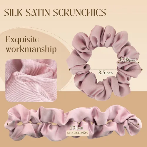Miniatura 6 de Scrunchies para mujeres, scrunchies de seda satinada, ligas elásticas fortalecedoras para el cabello, sujetadores de cola de caballo adecuados