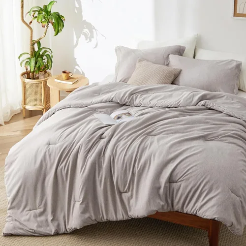 Miniatura 43 de Bedsure - Juego de edredón queen - Juego de ropa de cama refrescante y cálida, ropa de cama reversible gris claro para todas las estaciones, 3 03