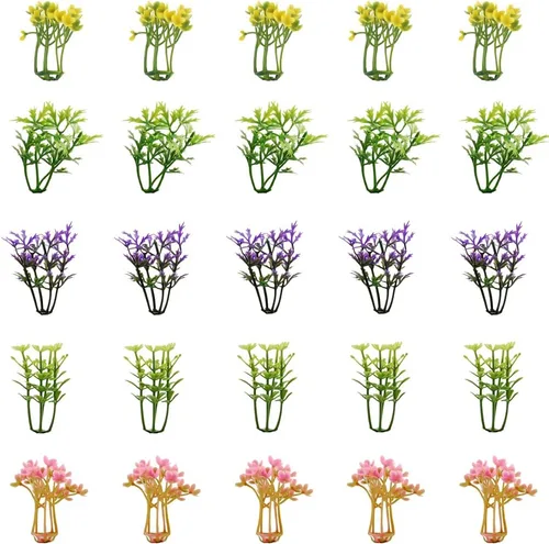 100pcs 1.57inch Color Mixto Mini Árboles Modelo Tren Paisaje Arquitectura Flor Modelo Paisaje Sin Soportes