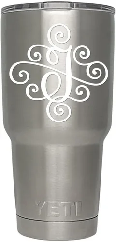 Miniatura 65 de Monogram - Calcomanía troquelada/vinilo adhesivo. Haga clic para opciones de color/letra. Disponible en cuatro colores y todas las letras de la A