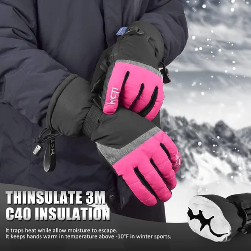 Miniatura 24 de MCTi Guantes de esquí, impermeables, para snowboard y nieve, 3M, Thinsulate, para clima frío, para mujer, para invierno, con pantalla táctil