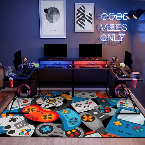 Miniatura 4 de Alfombra de Área de Juegos Alfombra para Adolescentes Varones, Alfombras de Juegos 3D Tapete de Controlador Gamepad para Dormitorios de Niños