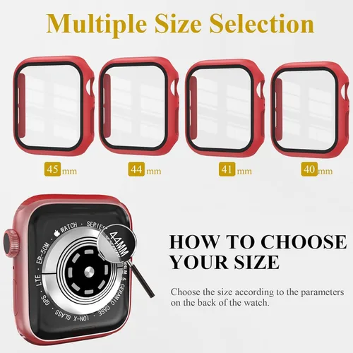 Miniatura 6 de [Paquete de 3] Funda para Apple Watch Series 9/8/7 de 1.614 pulgadas con protector de pantalla de vidrio templado, cobertura completa