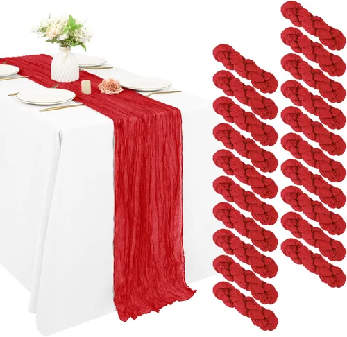 Miniatura 68 de 10 piezas de camino de mesa de estopilla en azul bebé 10 pies, camino de mesa de gasa para recepción de boda, despedida de soltera, fiesta