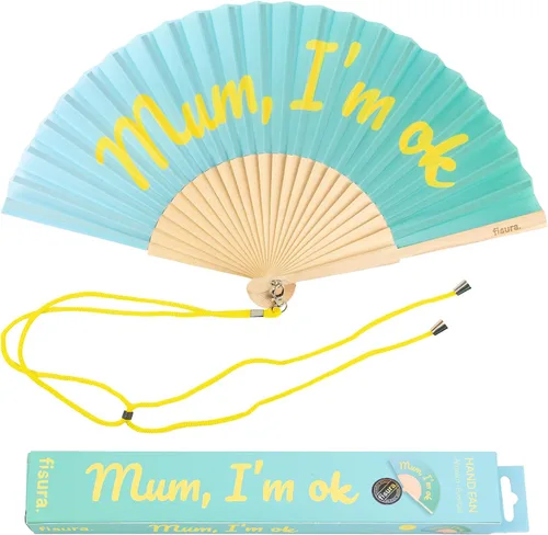 Miniatura 18 de Fisura Ventilador plegable original, mejor tarde que feo, abanicos de mano de madera para mujeres plegables - Diseño rosa y rojo para raves