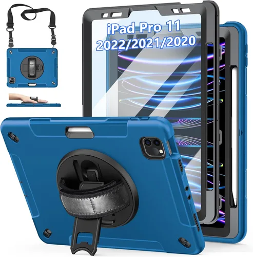 Miniatura 17 de Funda para iPad Pro de 11 pulgadas (2022/2021/2020/2018): Funda de silicona para iPad 11 (4ª/3ª/2ª/1ª) generación con protector de pantalla, Negro