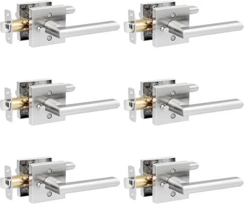 Miniatura 15 de Manija de puerta de entrada HOSOM con cerradura y llave, área comercial y residencial, palanca de puerta de entrada moderna para exterior, cerradura
