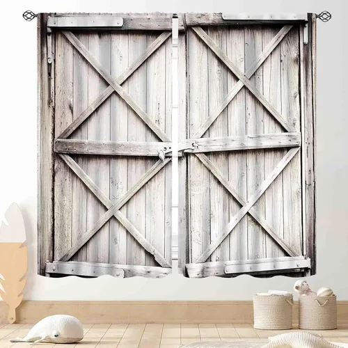 Miniatura 9 de Cortinas de puerta de granero, cortinas de madera rústica de granja, cabina de madera, tablón de madera, puerta de garaje de madera de granero