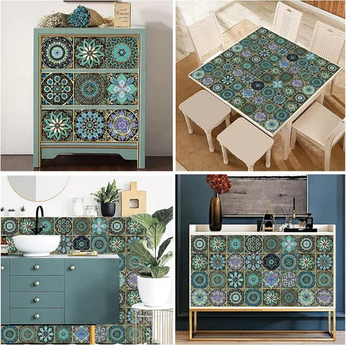 Miniatura 5 de 24 calcomanías para azulejos de despegar y pegar, decoración de bricolaje, calcomanías de azulejos de 4 x 4 en muro, impermeables, autoadhesivas