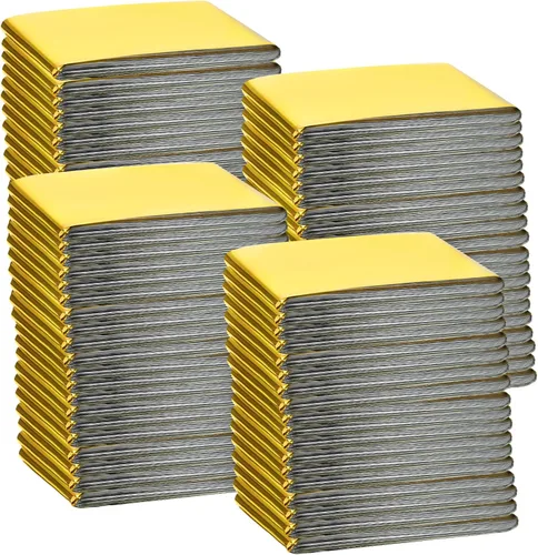 Macarrie Paquete de 100 mantas térmicas de emergencia de papel de aluminio plateado, manta espacial de supervivencia para exteriores, camping,