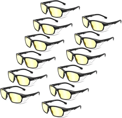 Miniatura 56 de ProtectX Anteojos de seguridad clásicos, lentes antivaho resistentes a los arañazos, gafas protectoras para el trabajo, interior/exterior, ANSI Z87.1