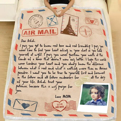 Miniatura 4 de Manta personalizada de forro polar, regalo de amor personalizado para mi hija, hijo de mamá, manta personalizada para esposo, esposa, carta escrita