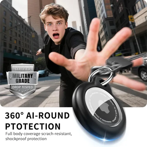 Miniatura 3 de RFUNGUANGO Paquete de 4 soportes para AirTag de Apple con llavero, funda protectora dura para niños, mascotas, equipaje, mochila y llave, paquete