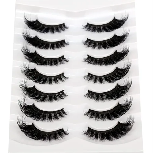 Miniatura 325 de Pooplunch - Pestañas postizas finas de visón sintético, estilo ojo de gato, naturales, cruzadas, tipo racimo, efecto 8D de volumen, tiras