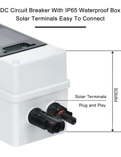 Miniatura 7 de DIHOOL Interruptor de desconexión solar de 10 amperios, disyuntor en miniatura con caja de riel din caja al aire libre para paneles solares