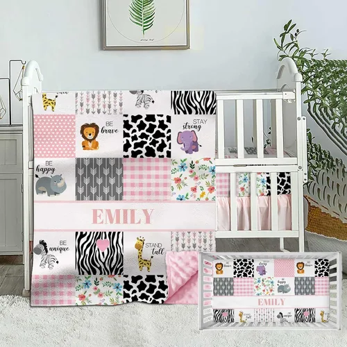 Miniatura 18 de Juego de ropa de cama personalizado para cuna de bebé, edredón de cuna con nombre personalizado, ropa de cama de vaquero para guardería, juego de 2