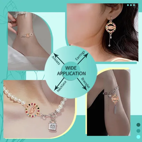 Miniatura 6 de 36 piezas de dijes de aleación con esmalte de la Virgen María, pedrería, medalla milagrosa, eslabones, dijes para pulsera, conexión, crucifijo