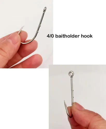 Miniatura 3 de 50-100 unids/paquete de ganchos de soporte de cebo ganchos de púas de mango largo con 2 púas gancho de pesca
