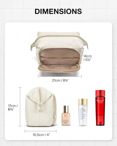 Miniatura 5 de BAGSMART Bolsa de maquillaje de viaje, bolsa de cosméticos, estuche organizador de maquillaje, bolsa grande de apertura amplia para mujeres, bolso