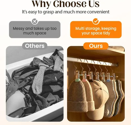 Miniatura 6 de Ganchos de Viaje Colgantes Ahorradores de Espacio para Pinzas de Ropa, Sombreros y Pantalones, Ganchos de Acero Inoxidable para Botas, Clips Negro