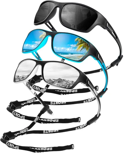 Miniatura 21 de KALIYADI Gafas de sol polarizadas para hombre, gafas de sol deportivas para conducir, ciclismo, pesca, con protección UV Negro mate/azul hielo/azul