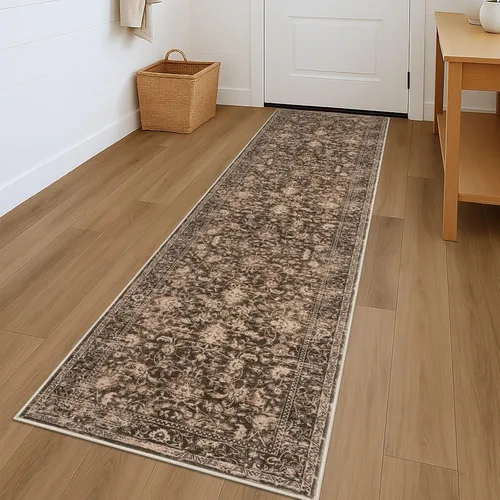 Miniatura 110 de KILOCOCO Alfombra lavable de 2 x 3 para entrada, estampado floral vintage, suave, antideslizante, azul, alfombras de cocina, tapete