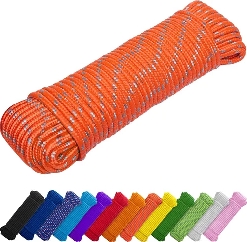 Miniatura 25 de TECEUM Cuerda – 90 pies x 1/4 pulgada (7mm) – Verde Ejército – Cuerda Utilitaria Versátil y Resistente – Acampada, Artesanía, Asta de Bandera