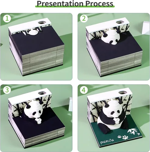 Miniatura 8 de Bloc de notas 3D, 217 hojas de papel creativo tallado panda arte 3D Notas adhesivas DIY Notes, decoración de escritorio, regalo