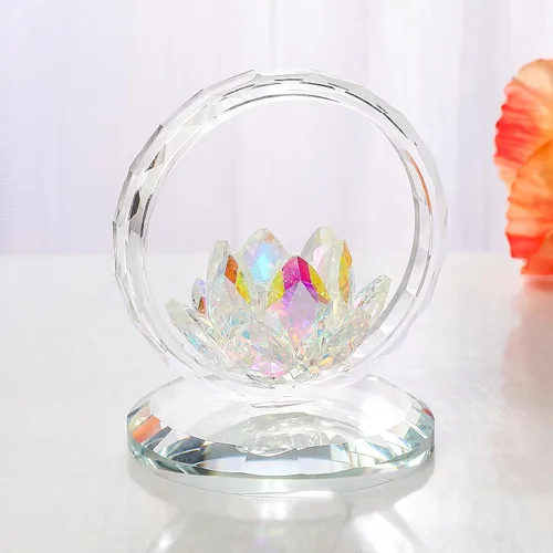 Miniatura 7 de LONGWIN Figura de cesta de flores de loto de cristal, decoración de arte coleccionable, decoración artística de Feng Shui, adornos decorativos