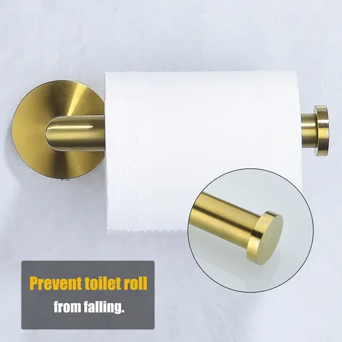 Miniatura 4 de Soporte de papel higiénico para baño, soporte de pared dorado cepillado SUS304, acero inoxidable, 96018-6BG.