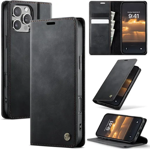Miniatura 76 de Funda tipo cartera para iPhone 13 de piel tipo cartera con tarjetero y función atril, cierre magnético, bloqueo RFID, TPU a prueba de golpes