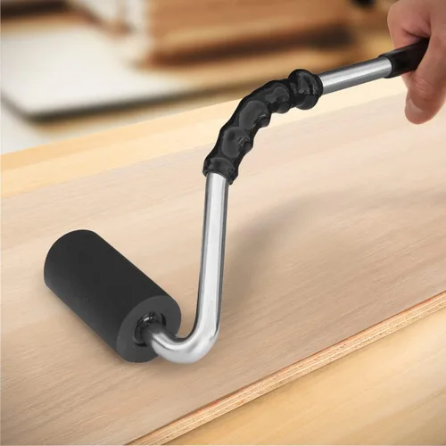 Miniatura 4 de POWERTEC Rodillo J de mango curvado de 14 pulgadas, diámetro de 1-1/2 pulgadas, 3 pulgadas de ancho para revestimientos de paredes laminadas