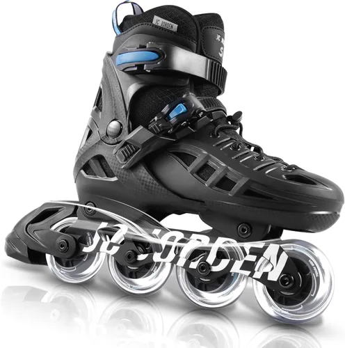 Patines en línea para niños y niñas, 4 tamaños ajustables con ruedas en línea y ruedas completamente iluminadas para mujeres y hombres, carcasa Azul