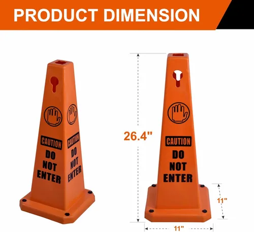 Miniatura 2 de Conos de precaución de 26.5 pulgadas, letreros de seguridad visibles de 4 lados con base de goma pesada, advertencia para prevención de resbalones
