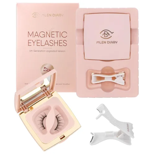 Pestañas magnéticas, pestañas magnéticas dobles reutilizables sin delineador de ojos, pestañas magnéticas de aspecto natural con aplicador, pestañas
