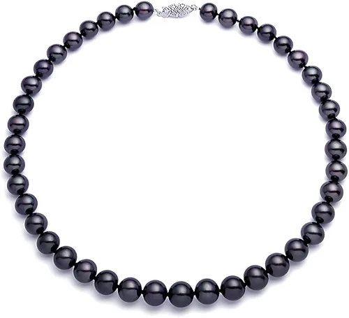 Collar de perlas cultivadas de agua dulce negro de oro de 14 quilates para mujeres AA+ calidad (0.256-0.276in) - PremiumPearl