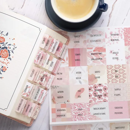 Miniatura 3 de DiverseBee Pestañas laminadas de la Biblia para mujeres (letra grande, fácil de leer), pestañas coloridas para libros de diario bíblico, regalo Rosa