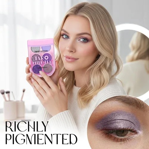 Miniatura 2 de Profusion Cosmetics Paleta de sombras de ojos de té de leche, 6 tonos altamente pigmentados y mezclables con acabados mate y brillantes para un Té