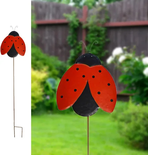 Miniatura 12 de Estacas de metal para jardín, letrero decorativo para patio, decoración de camino, decoración de interiores y exteriores (mariposa azul)