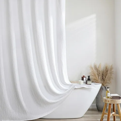 Miniatura 12 de OVZME Cortina de ducha floral negra de 72 pulgadas de largo, cortina de baño de textura arrugada y gruesa de calidad hotelera, decoración de baño