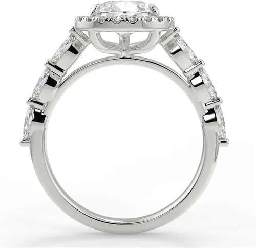 Miniatura 12 de WSX - Anillo de compromiso de oro de 10/14/18 quilates de 2 quilates para mujer, diseño de lágrima personalizada, moissanita, promesa de boda
