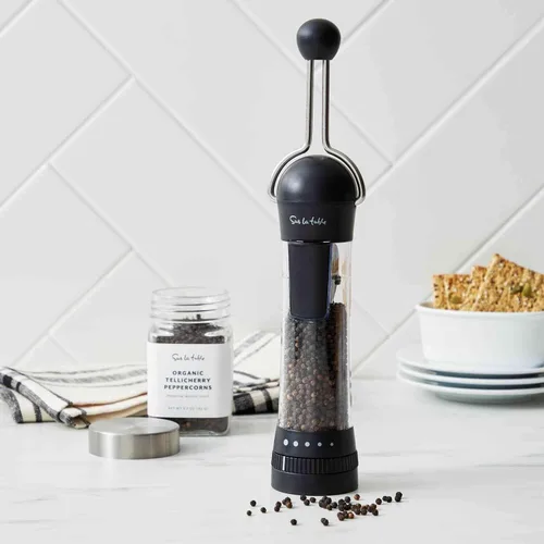 Miniatura 5 de Sur La Table Spice XL - Molinillo de trinquete con 5 ajustes gruesos ajustables, capacidad de 3/4 de taza, color blanco