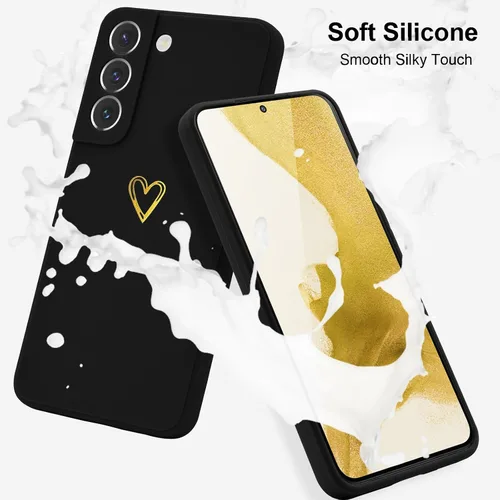 Miniatura 2 de Wirvyuer Funda para Samsung Galaxy S22, bonita funda delgada a prueba de golpes con soporte de carga inalámbrica y protección, color negro