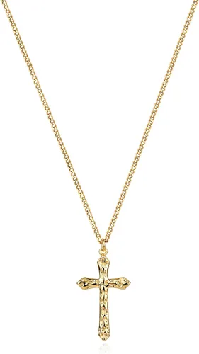 Miniatura 145 de Fettero - Collar con dije de cruz de fe, chapado en oro de 14 K, cadena fina, minimalista, simple, pequeña, para oración, regalo de joyería religiosa