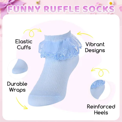 Miniatura 2 de sockfun Calcetines con volantes para bebé, calcetines de encaje con volantes para niños pequeños y niñas